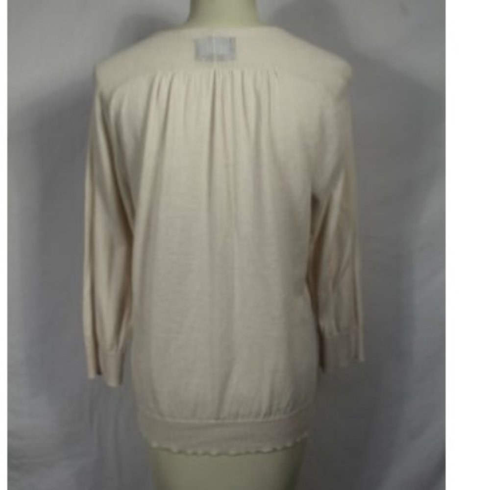 Cyhthia Rowley Beige V-neck Cardigan Sweater XL - Picture 3 of 4